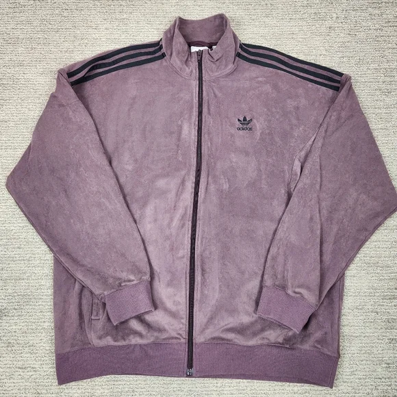Adidas Plush Suede Track Jacket Purple Men Large Shadow Maroon